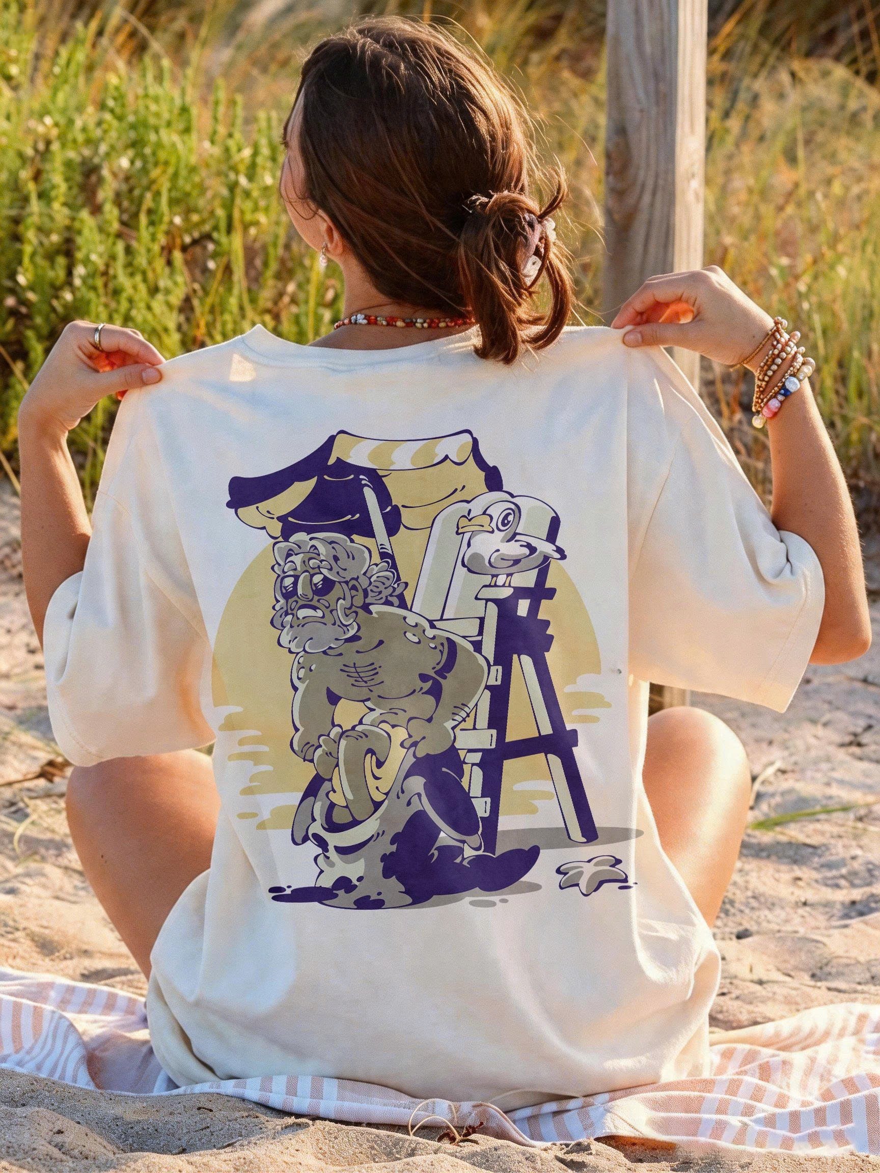 Vintage Poseidon Sea God Holiday - Classic Retro Cartoon Aesthetic Beach Vibes