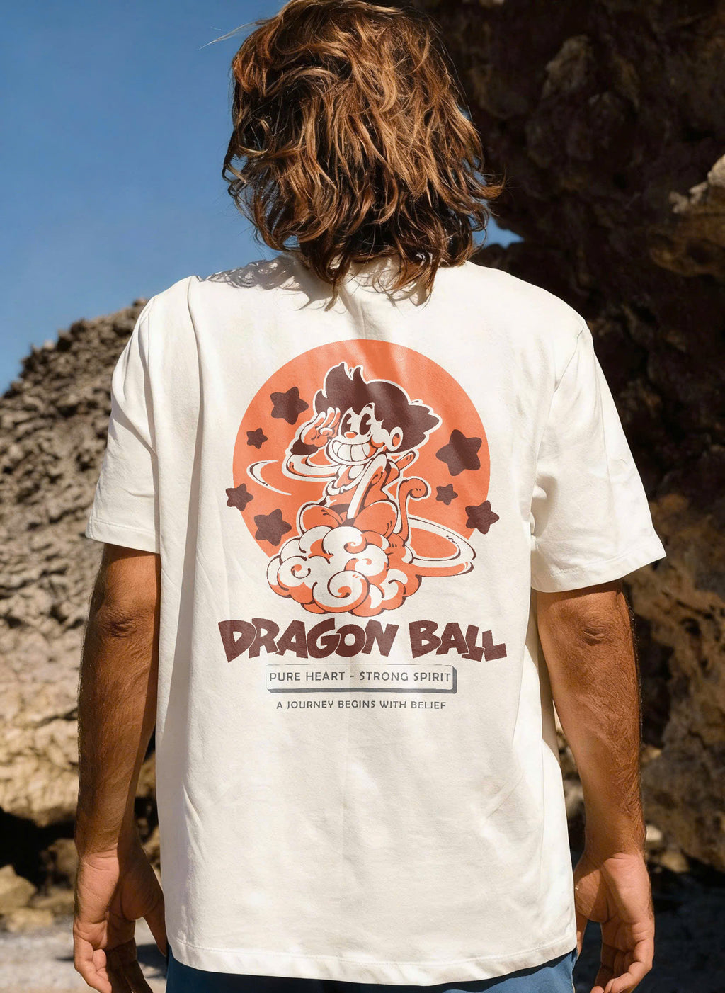 Dragon Ball Vintage T-Shirt - Rubber Hose Anime Graphic Tee, Pure Heart Strong Spirit Oversized Unisex Cotton Shirt