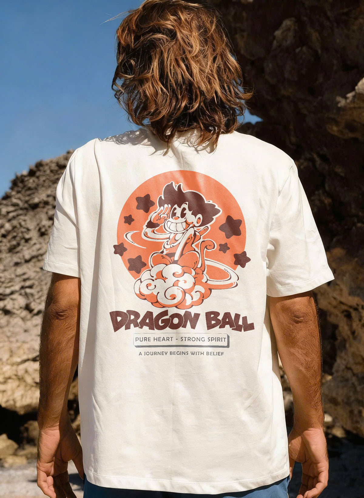 Dragon Ball Vintage T-Shirt - Rubber Hose Anime Graphic Tee, Pure Heart Strong Spirit Oversized Unisex Cotton Shirt