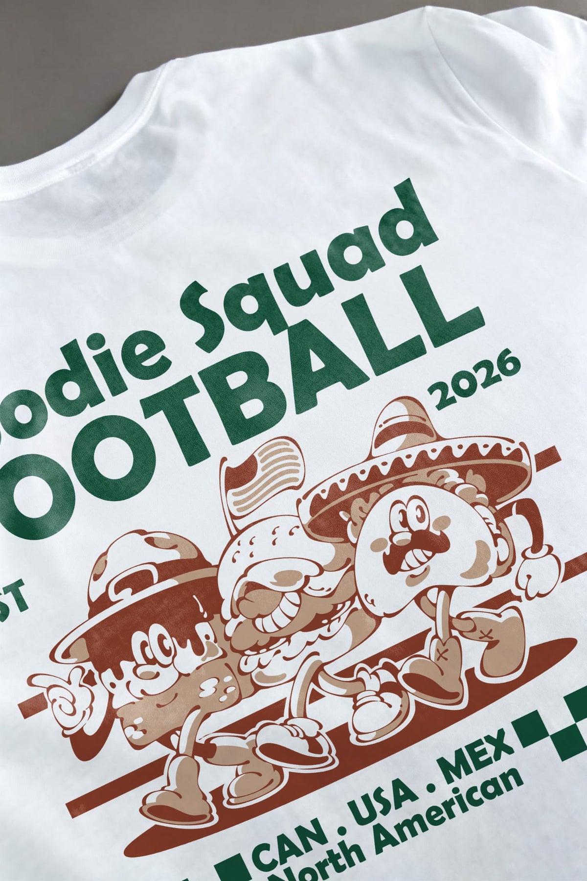 Foodie Squad Football 2026 T-Shirt | USA Mexico Canada Mascot Tee | Retro Streetwear Graphic Shirt | World Soccer Fan Gift